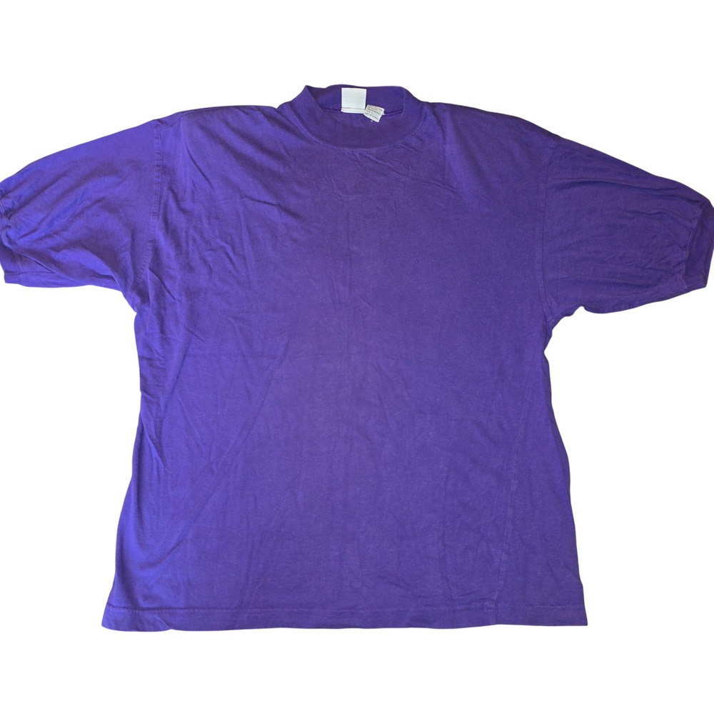 Vintage Honors Apparel Purple tshirt SHOULDER PADS 100% cotton Large cuff sleeve
